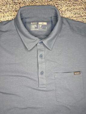 5.11 Tactical Men's Kane Short Sleeve Pocket Polo Shirt, Blue, Size Medium